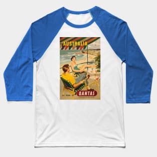 Vintage Travel - Australia Qantas Baseball T-Shirt